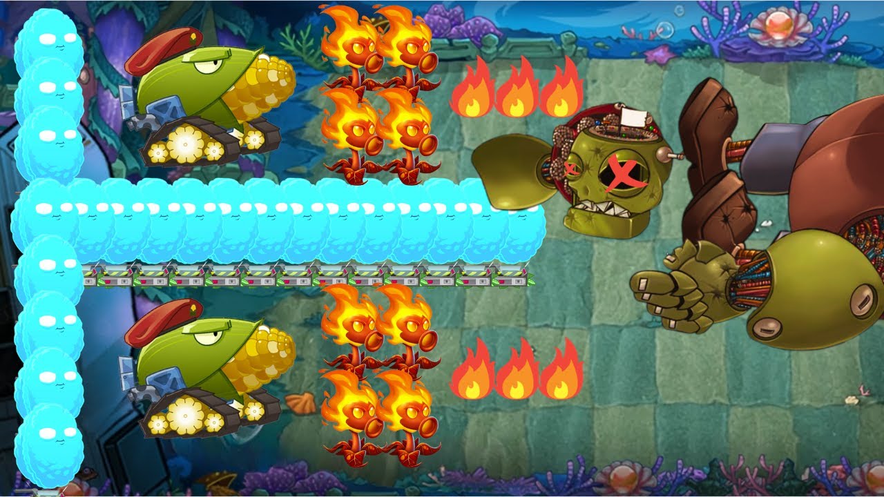 Fire-Peashooter ft Cob Cannon vs Dr Zomboss - PvZ Gaming