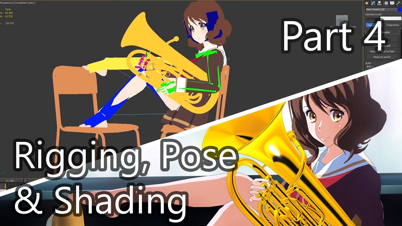 Kumiko Timelapse - Part 4 - Rigging, Pose & Shading