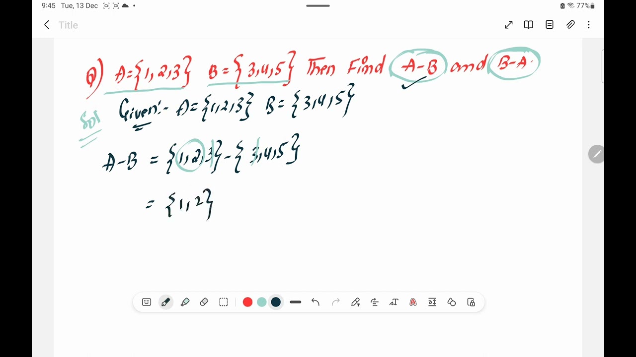 A=[1,2,3] B=[3,4,5] then find A-B and B-A