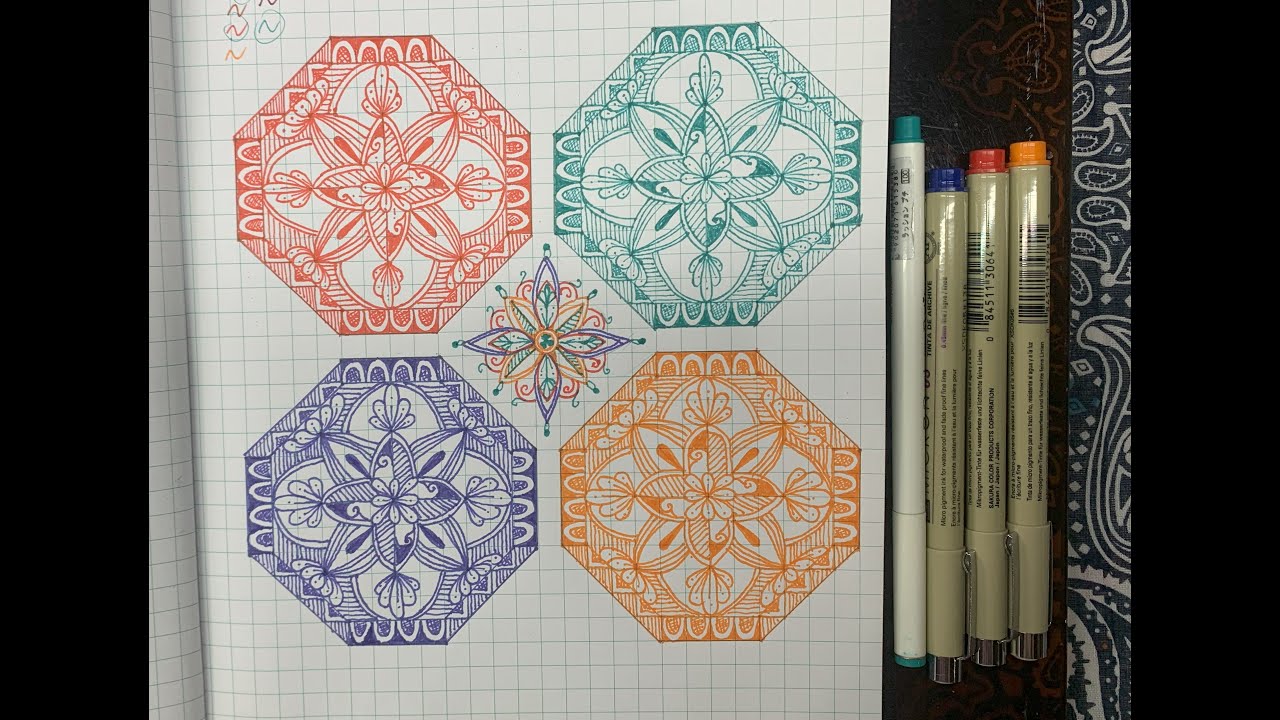 Pattern Play: Mandala Meets Zentangle Sakura MICRON pen 0.5