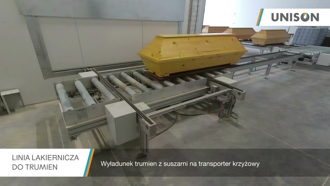 Linia do lakierowania trumien / Robot lakierniczy + suszarnia półkowa / UNISON