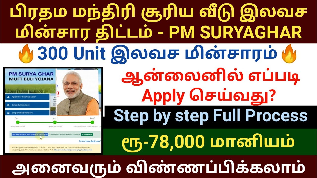PM suryaghar yojana apply online in tamil | PM suryodaya House Roof top solar scheme tamil 2024#tneb