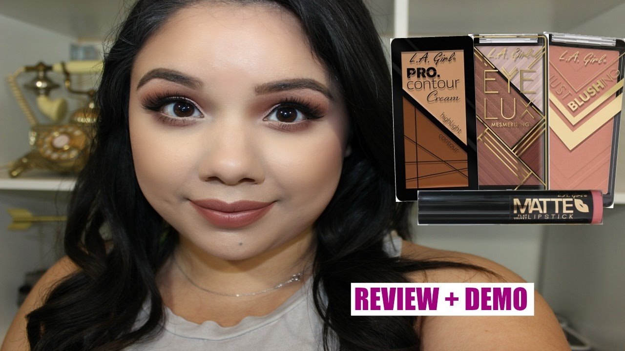 LA Girl Cosmetics Review+ Demo \\ Cream Highlight + Contour, Blush, Eye Lux Eyeshaodw & Lipstick!