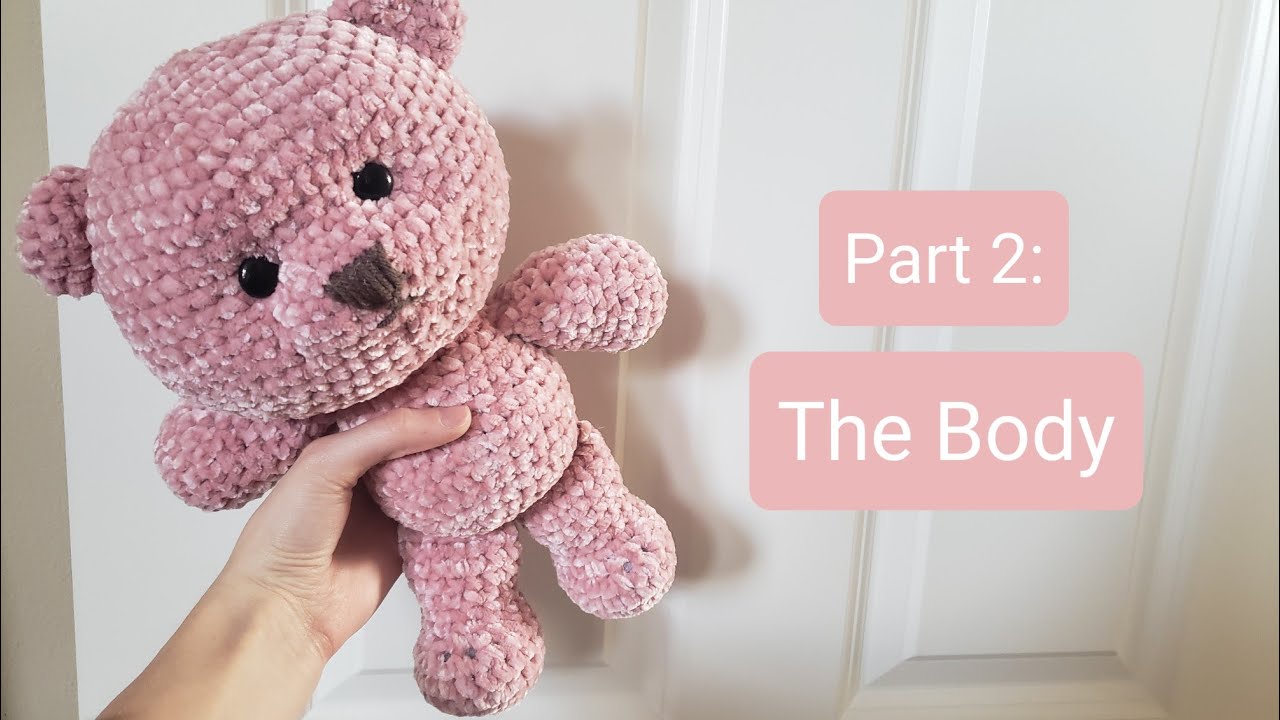 PART 2: Velvet Teddy Bear Crochet Tutorial/Pattern - the Body (PDF PATTERN AVAILABLE IN DESCRIPTION)