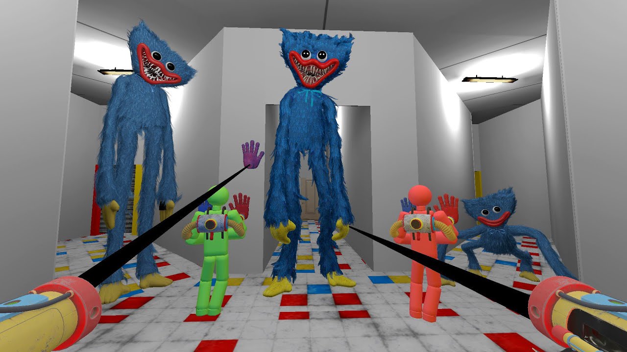 OLD, NEW, MINI! Huggy Wuggy Family Chase 100 Players in PPT Factory in Garry's Mod Gmod