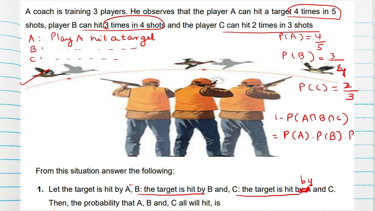 A COACH IS TRAINING 3 PLAYERS HE OBSERVED THAT THE PLAYER A CAN HIT TARGET 4 TIMES IN A 5 SHOTS