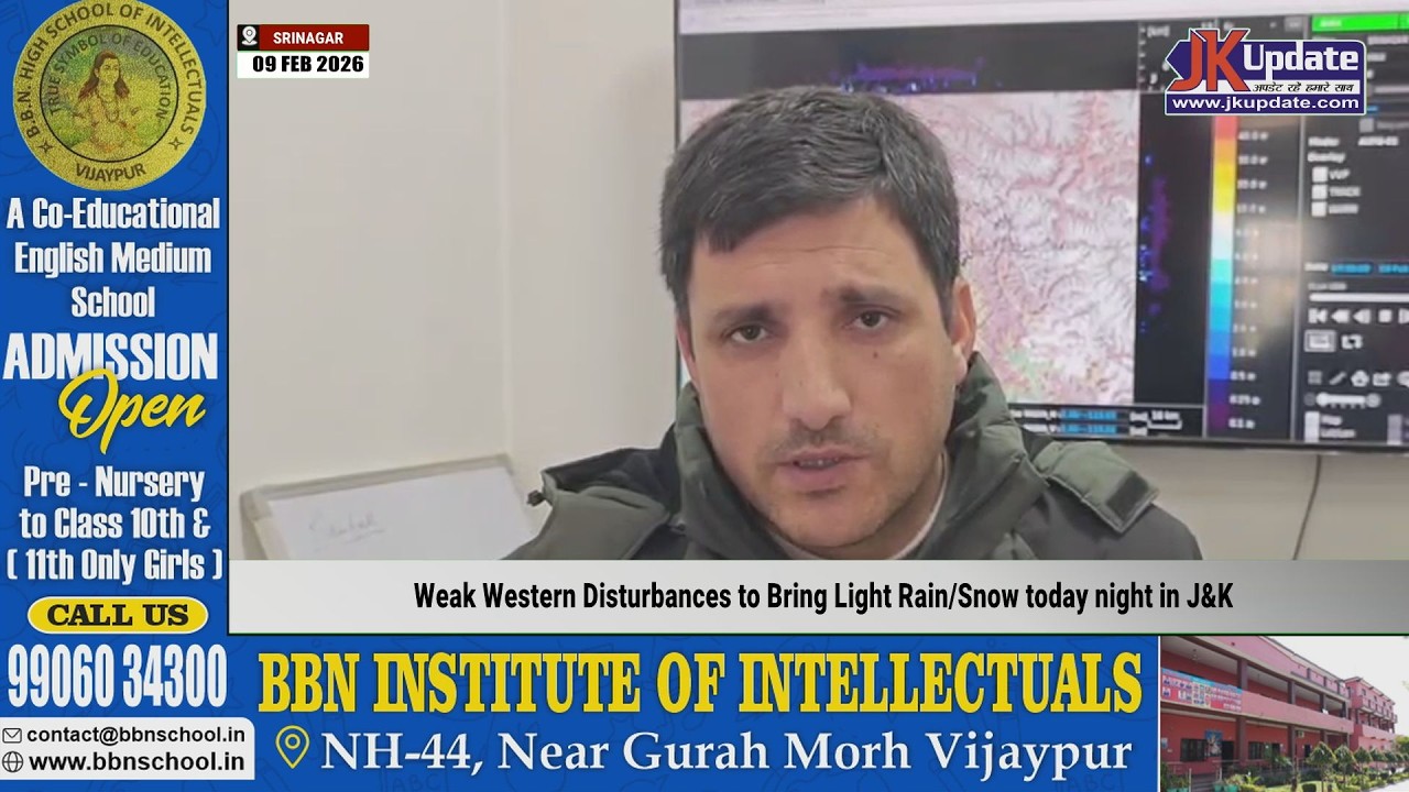 Weak Western Disturbances to Bring Light Rain/Snow today night in J&K