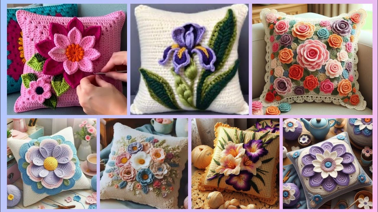 Beautiful crochet pillow cover designs # crochet # cushion