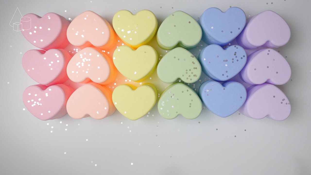 ASMR | Baking Soda Crushes - 🌈 Pastel Heart Rainbow Relax & Enjoy