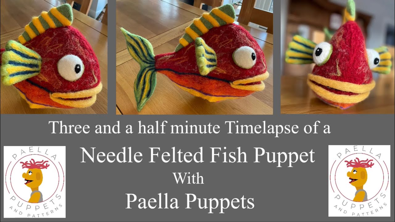 Timelapse of the making of a needle felted fish puppet