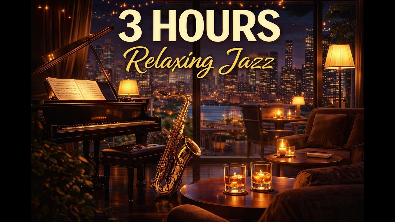 3 Hours Relaxing Jazz Instrumental ☕ Study Music & Cozy Café Rain Ambience