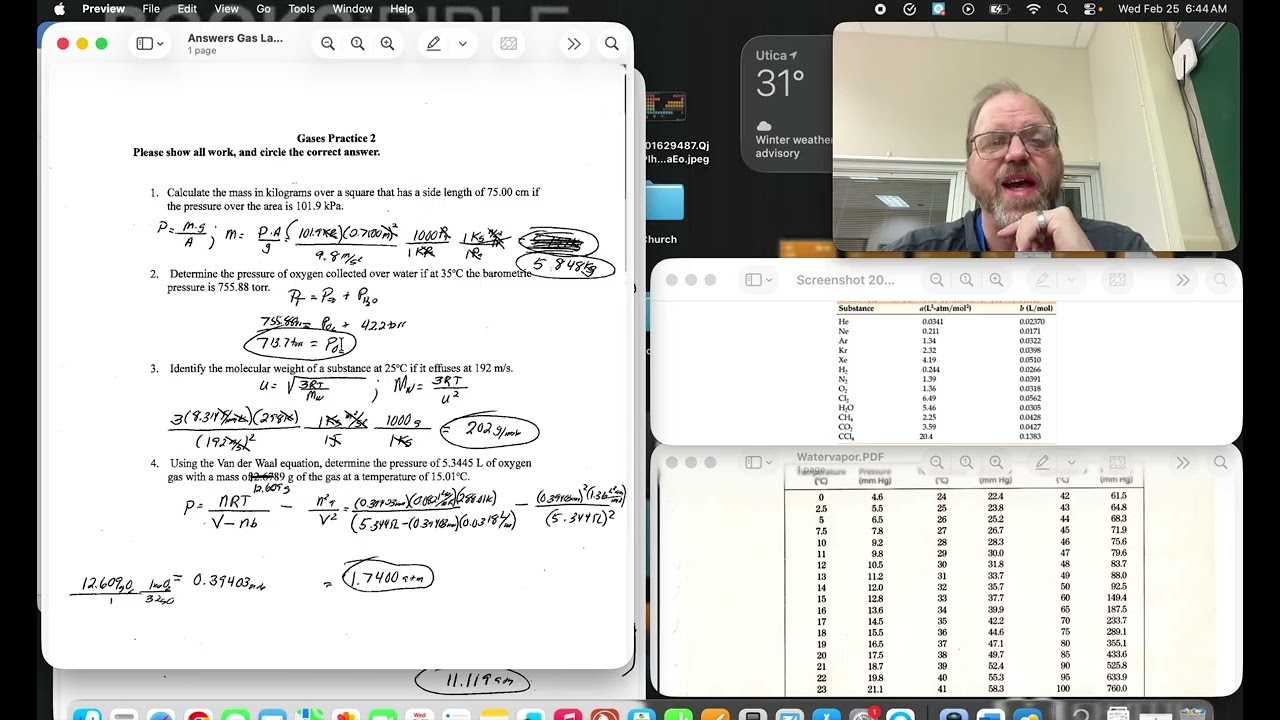 Advanced Chemistry --  Gases   Final Practices