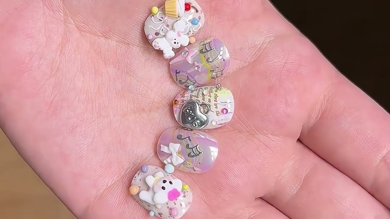 TOP CUTE BEAR & HELLO KITTY NAIL DESIGNS YOU CAN DO AT HOME | Day 103