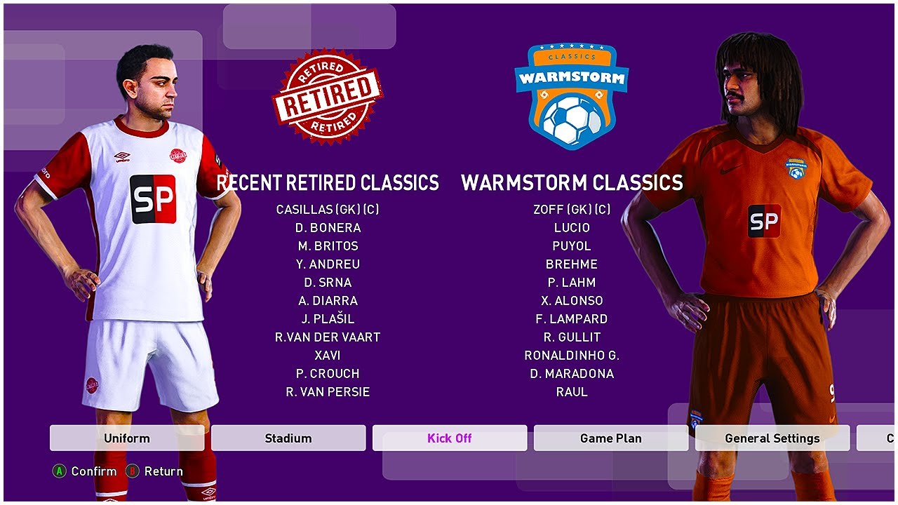RECENT RETIRED CLASSICS vs WARMSTORM CLASSICS - PES 2020