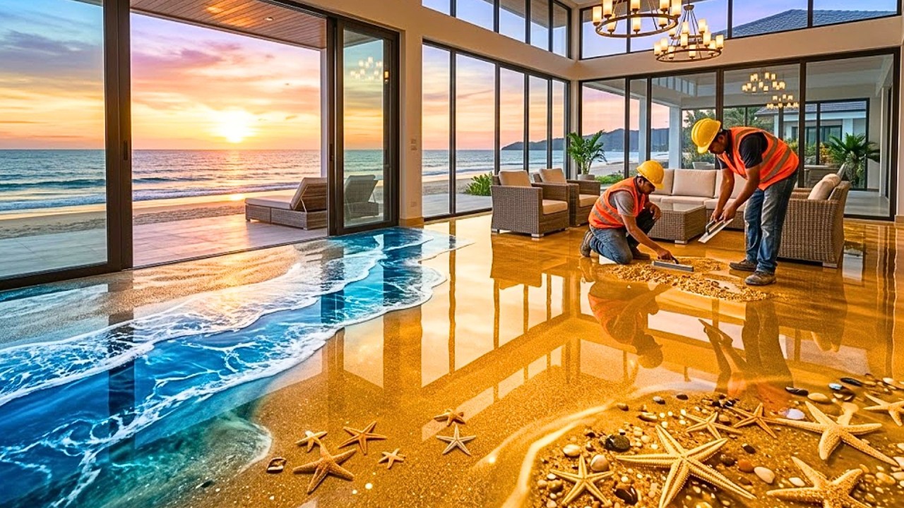 Top 5 Sunset Beach Epoxy Floors Featuring Warm Golden Resin with Realistic Starfish Details