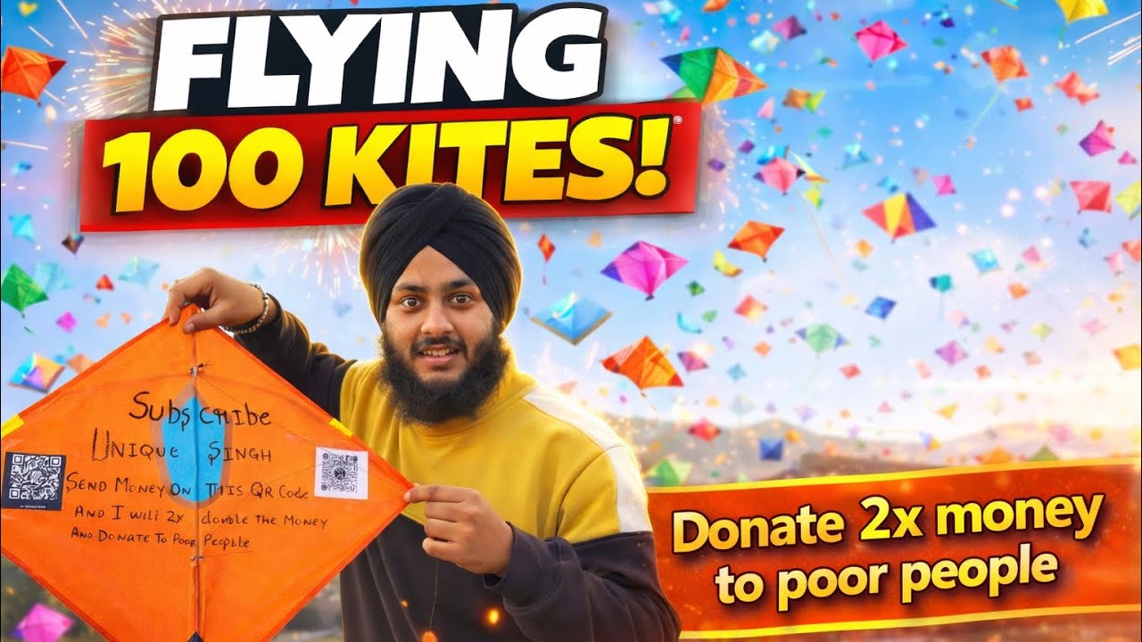 Flying 100 kites with QR code and How Much money I got?😁 #punjabivlogger #vlog #trending  #viral 