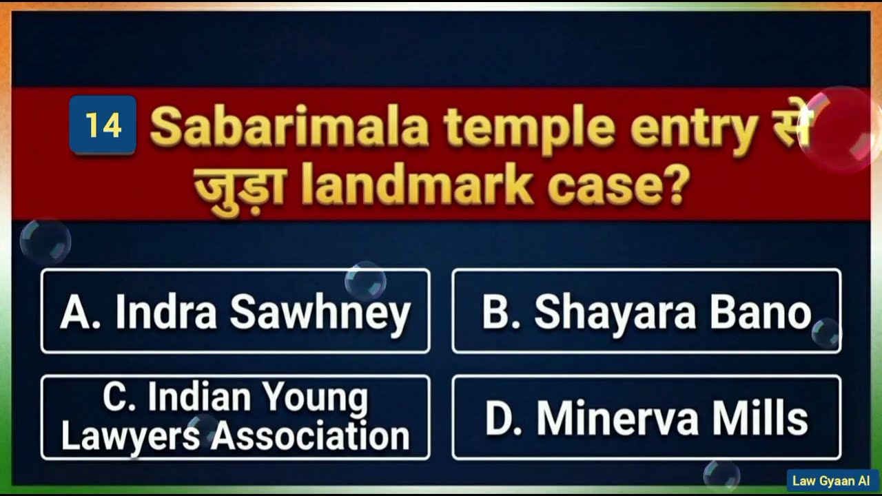 Top 20 Landmark Judgements of India | MCQ Quiz | Judiciary & Law Students