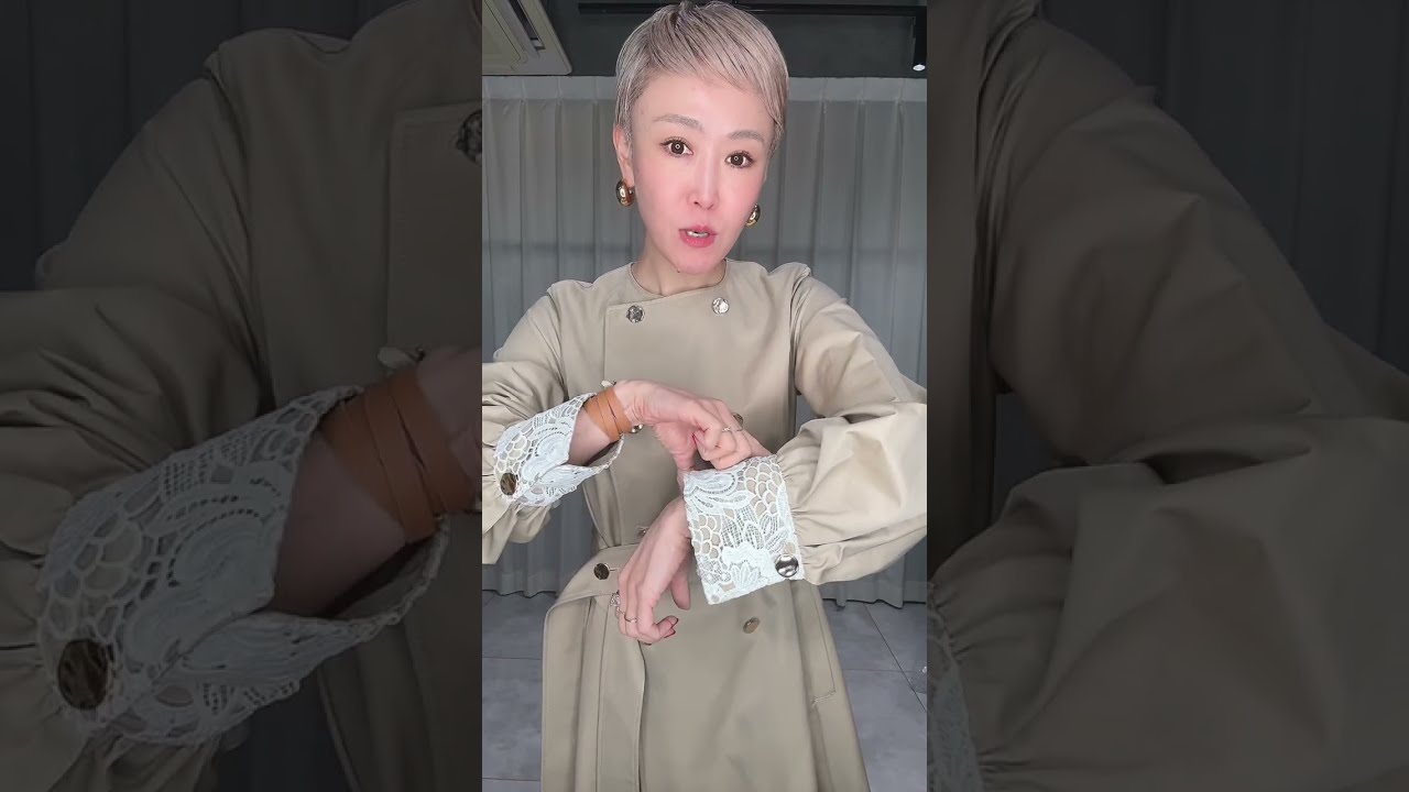 カフスのレースが特徴的な春コートを作りました