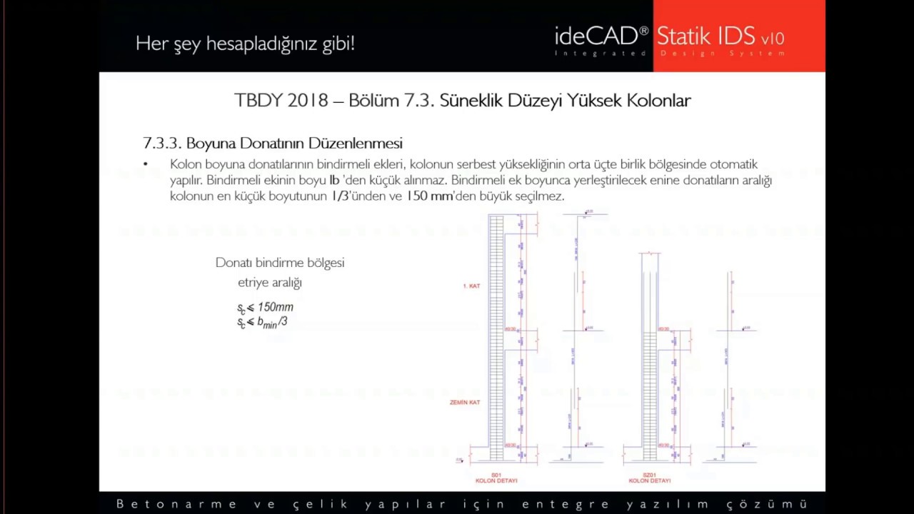 ideCAD Statik | TBDY 2018 Bölüm 7 - Betonarme Tasarım | Yapı Bilgi Modellemesi