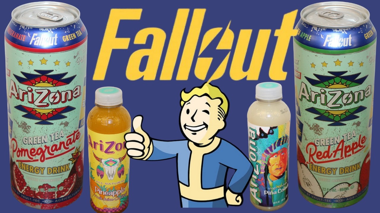 Fallout Arizona Green Tea & Pomegranate and Red Apple, Pineapple Fruit Juice, Piña Colada Cocktail