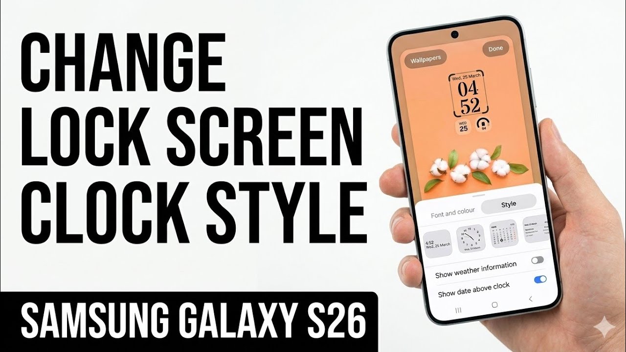 Samsung Galaxy S26, S26+ и S26 Ultra | Настройка часов на экране блокировки &ndash; изменение стиля, шр...