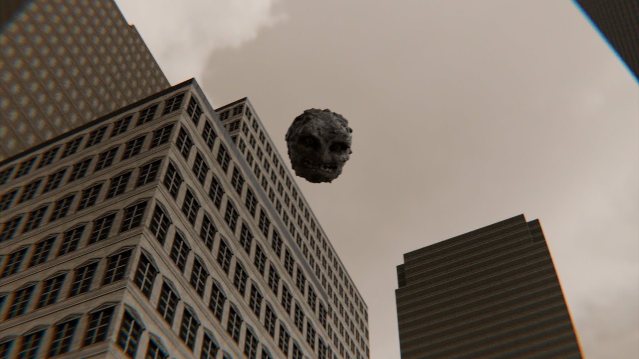 Majora’s Mask Moon Falling over a city