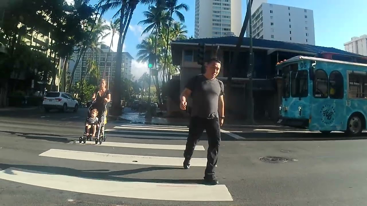our morning walk thru Waikiki