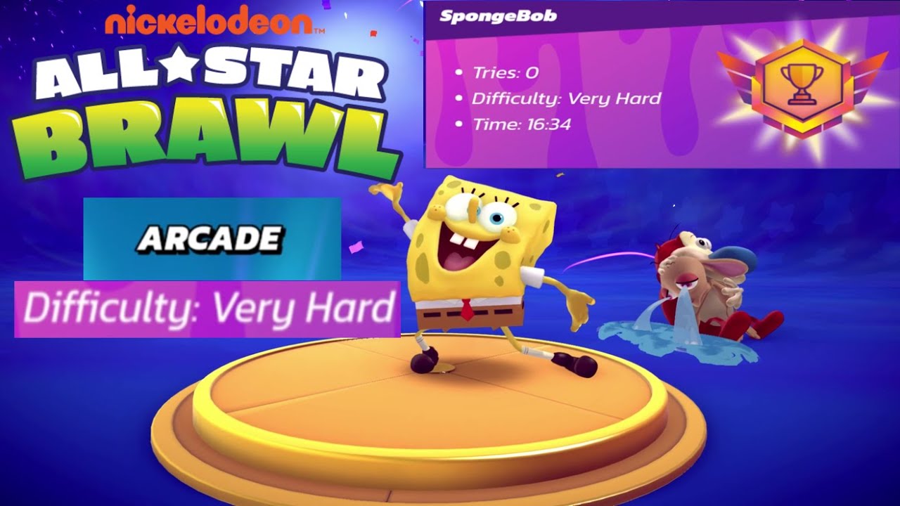 Nickelodeon All Star Brawl - Arcade Mode Gameplay with SpongeBob (Very Hard)