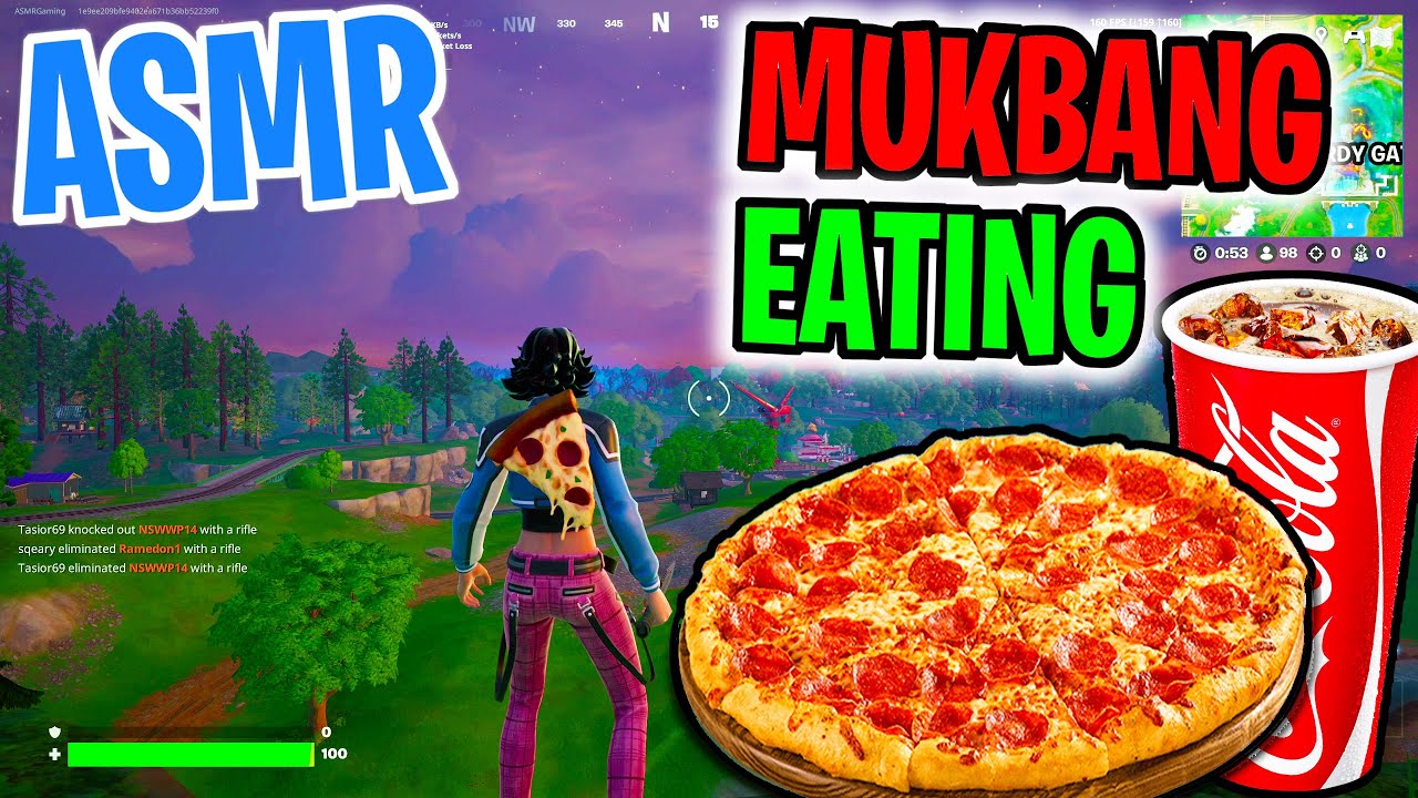 ASMR Gaming 🍕 Fortnite Pepperoni Pizza Mukbang Eating + Relaxing Spectating 🎮🎧 Whispering 💤