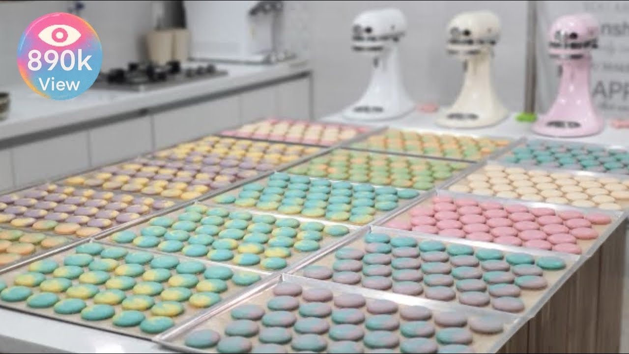 Making 500 macaron shells in bulk by myself 혼자 마카롱 꼬끄 500개 대량생산 하기ㅣSUGAR BEAN