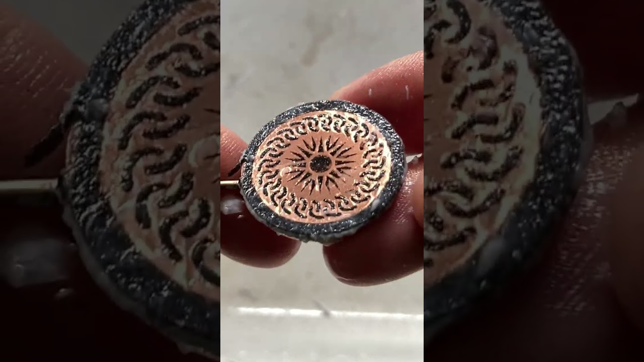 Etching copper for casting.