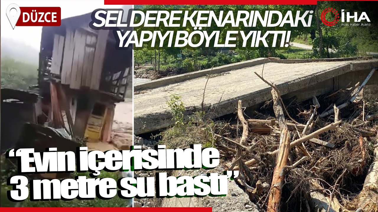 Düzce Fındıklı Aksu Köyü'nde Sel Suları 4 Evi, 5 Ahırı Yıktı