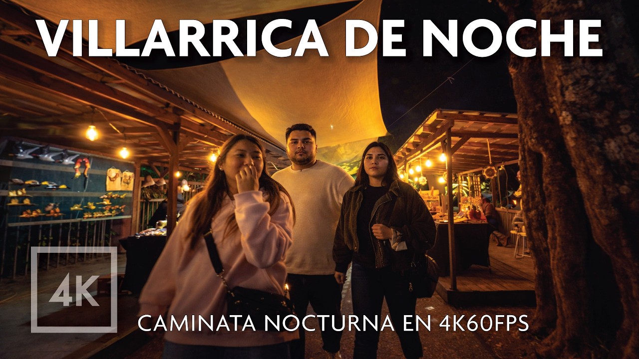 🇨🇱 Caminando de Noche por el Borde Costero de Villarrica, CHILE | Paseo Tranquilo 4K