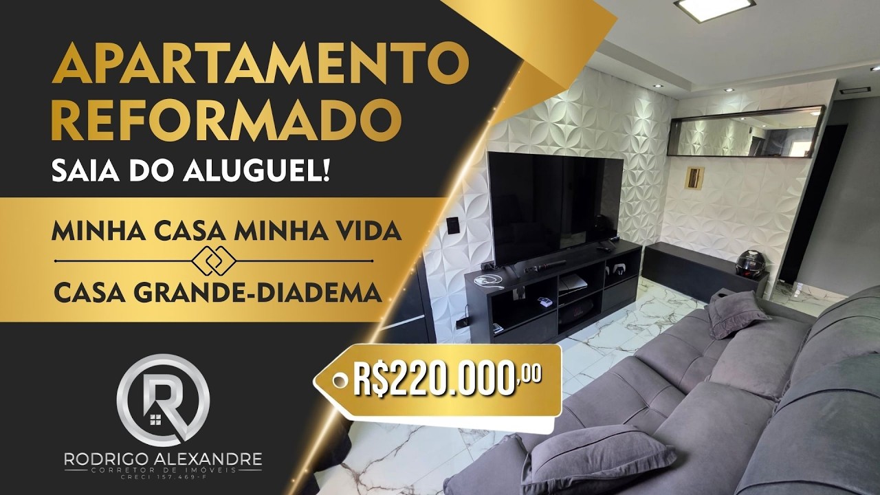 Apartamento Reformado no Casa Grande | Planejados e Teto Rebaixado - Diadema