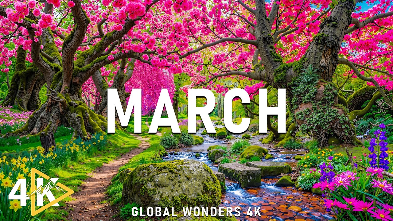 Spring in March 4K &ndash; Early Spring 2026 🌸 Blooming Hills, Sakura Streams & Golden Sunrise Views