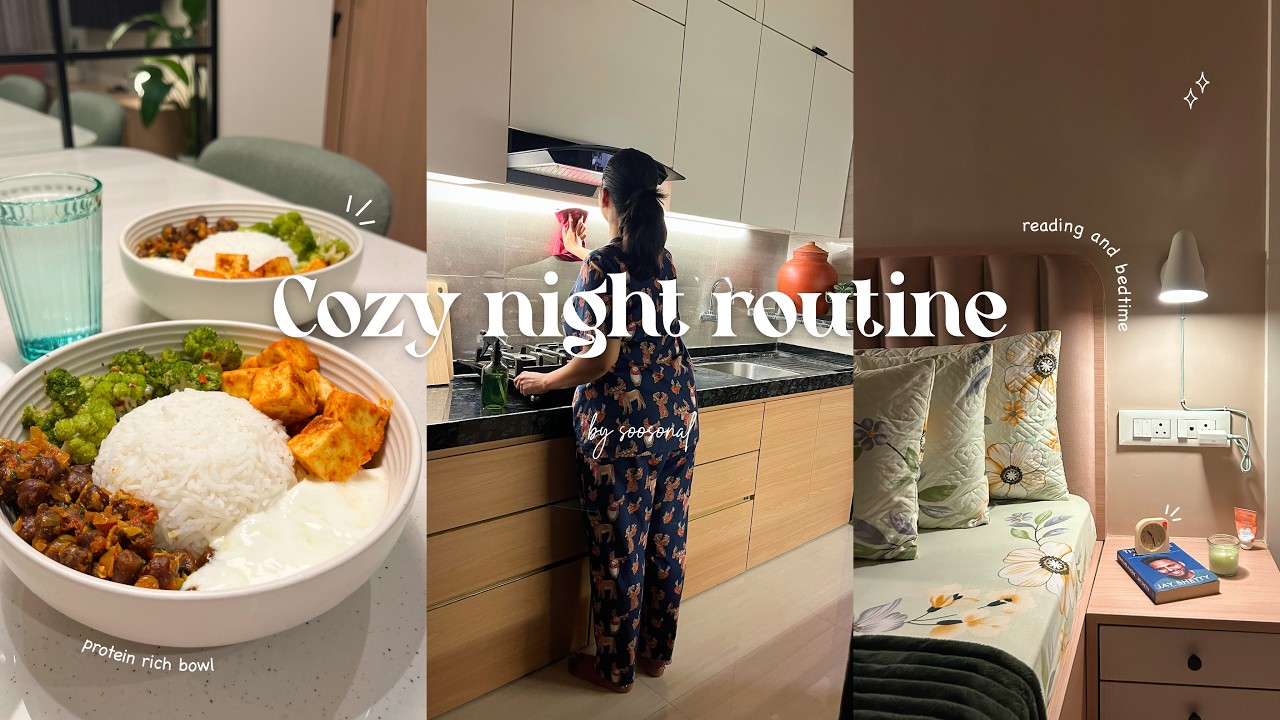 Cozy Night Routine 🌃 | Cooking dinner, Self care, Early bed time & Breakfast | Aesthetic ASMR vlog ✨