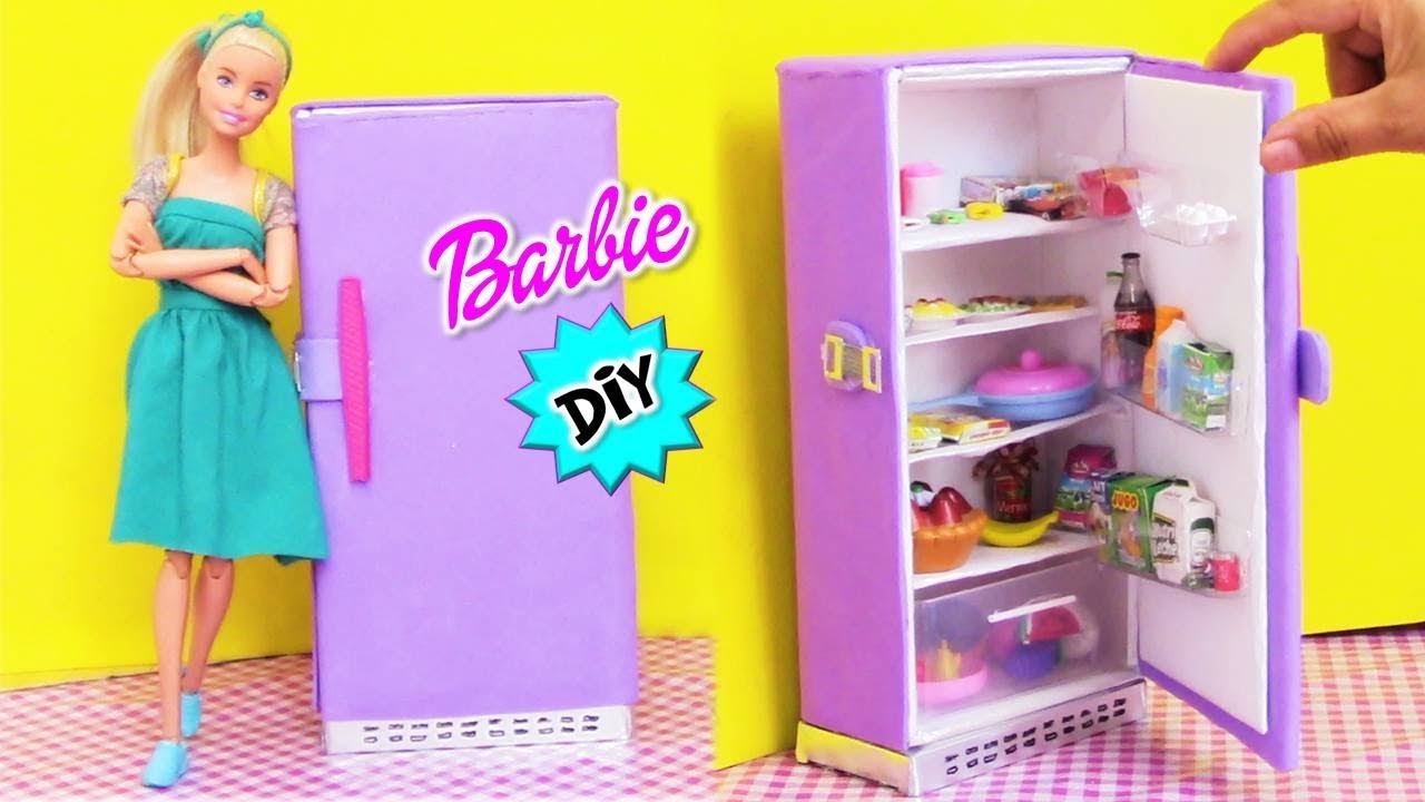 Como hacer un REFRIGERADOR de Muñecas Barbie con caja de zapatos! | MANUALIDADES en Miniatura