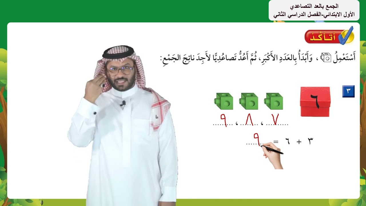 الجمع بالعد التصاعدي  -  الأول الابتدائي  -  الفصل الدراسي الثاني