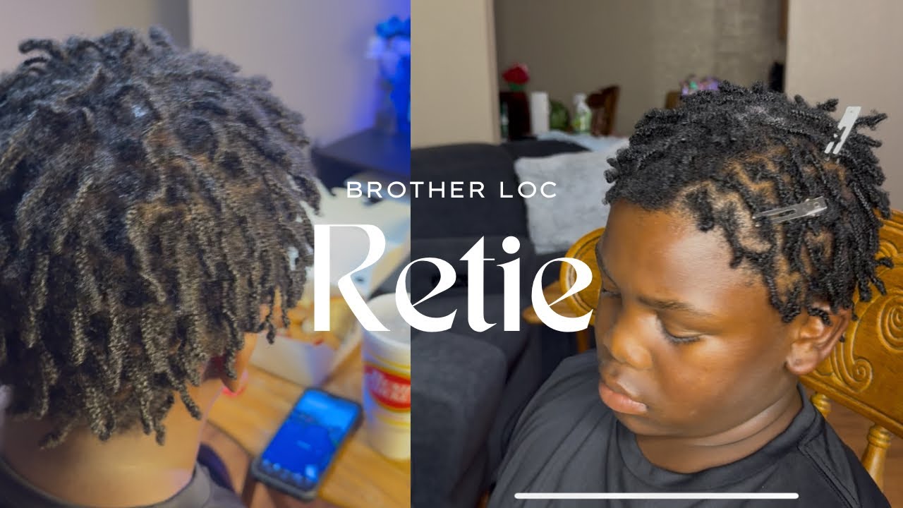  2 MONTH BROTHERLOCS / BRAIDLOCS UPDATE AND 1ST RETIE | KIDS LOCS | DIY STARTER LOCS ON 4C HAIR!  
