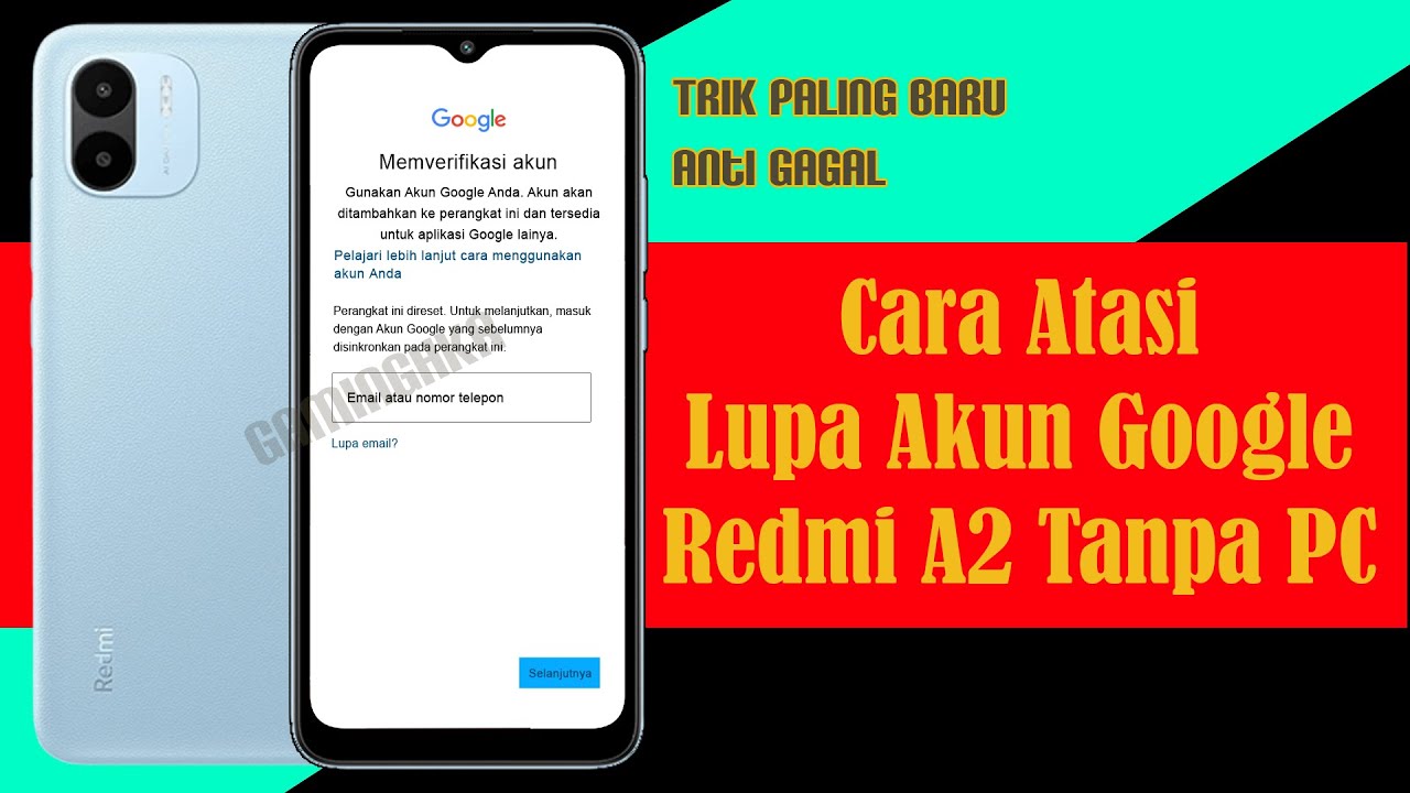 Cara atasi Hp Redmi a2 lupa akun google tanpa PC - Trik paling Baru dijamin berhasil
