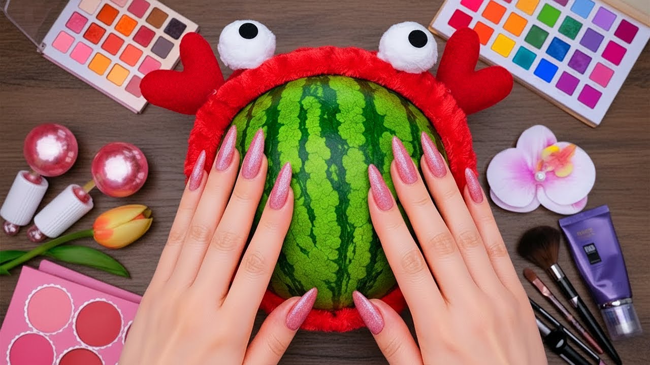 Satisfying Makeup ASMR on Watermelon #61