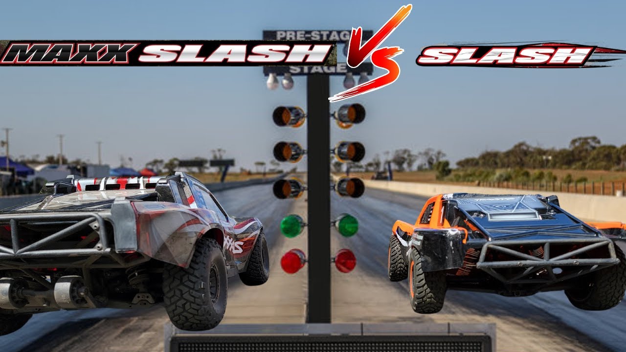 Traxxas Maxx Slash VS Slash VXL Drag Race #traxxas #rc #rcdragracing