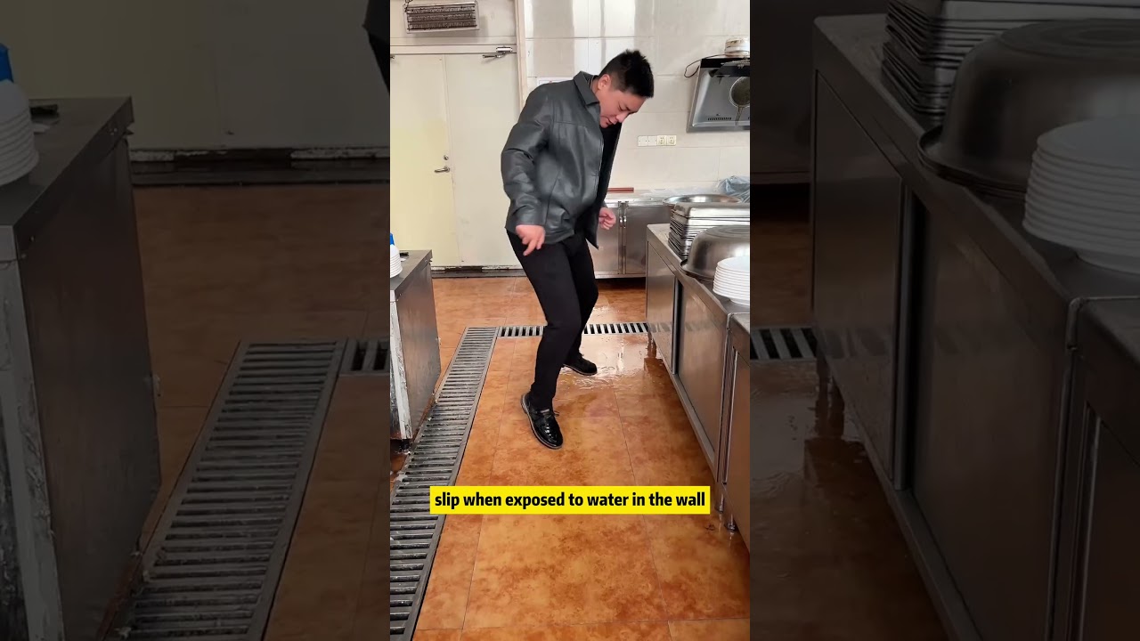 A new anti-slip material used on floor tiles #antislip #floortiles #kitchen #chinafactory