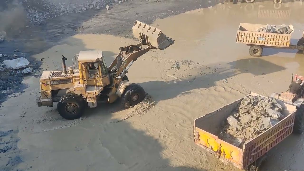  AMAZING Stone view in Mountain: Bigger Caterpillar Laoder & Bigger Dumper & Trolley Loading Stone 