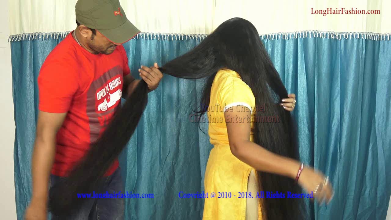 Ritika Very Thick Below Knee Length Hair Brushing by Male Friend