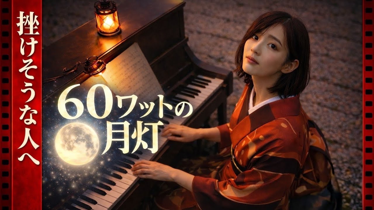 【オリジナルAI映像】挫けそうな夜に寄り添う歌『60ワットの月灯』#歌詞動画  #オリジナルソング #オリジナル曲  #ai動画 #aiミュージックビデオ