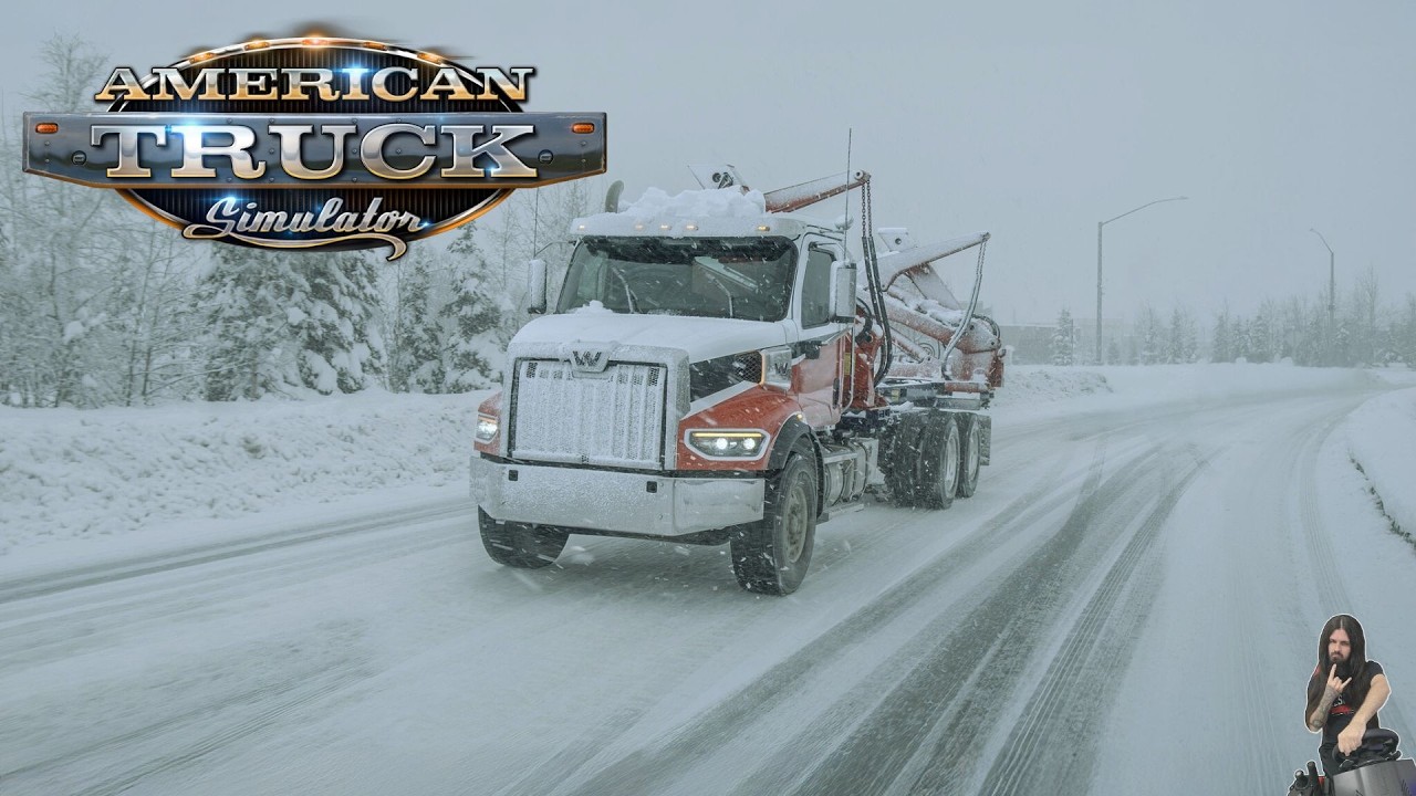 Hauling USA Icy Roads Extreme Winter + Western Star x49 - American Truck Simulator 1.58