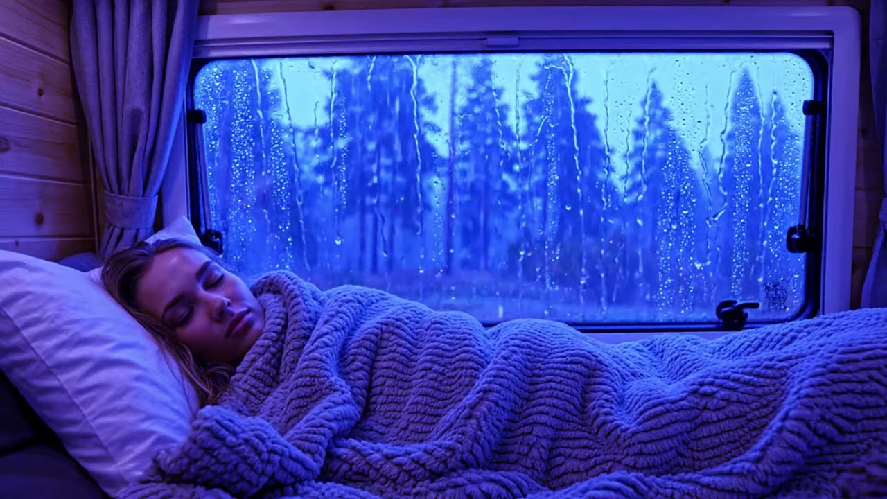 Cozy Rainfall on the Roof Creates a Soft, Peaceful Atmosphere Perfect for Restful Sleep