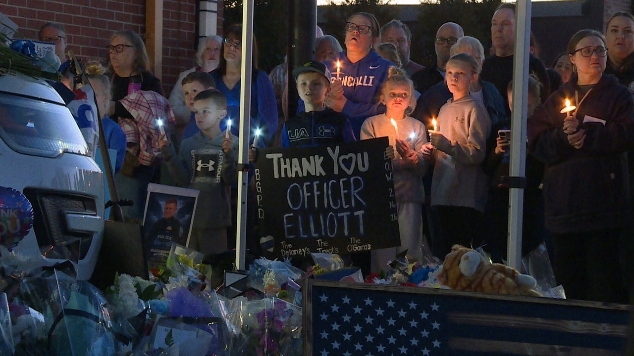 Beech Grove candlelight vigil honors slain police officer, from News 8 at 10 p.m.