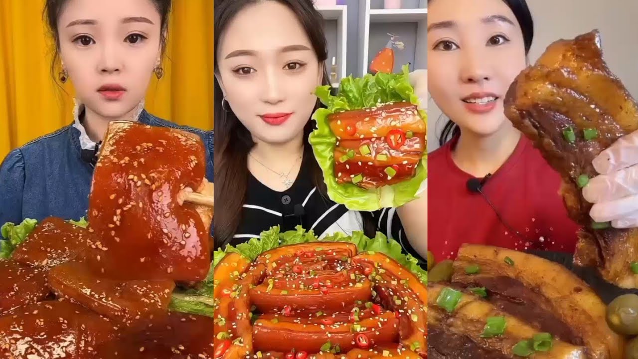 Soft fatty braised pork belly🤤 mukbang compilation|Chinese food #mukbang #compilation 